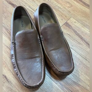 Aldo Men's Tan Leather Slip-On Loafers